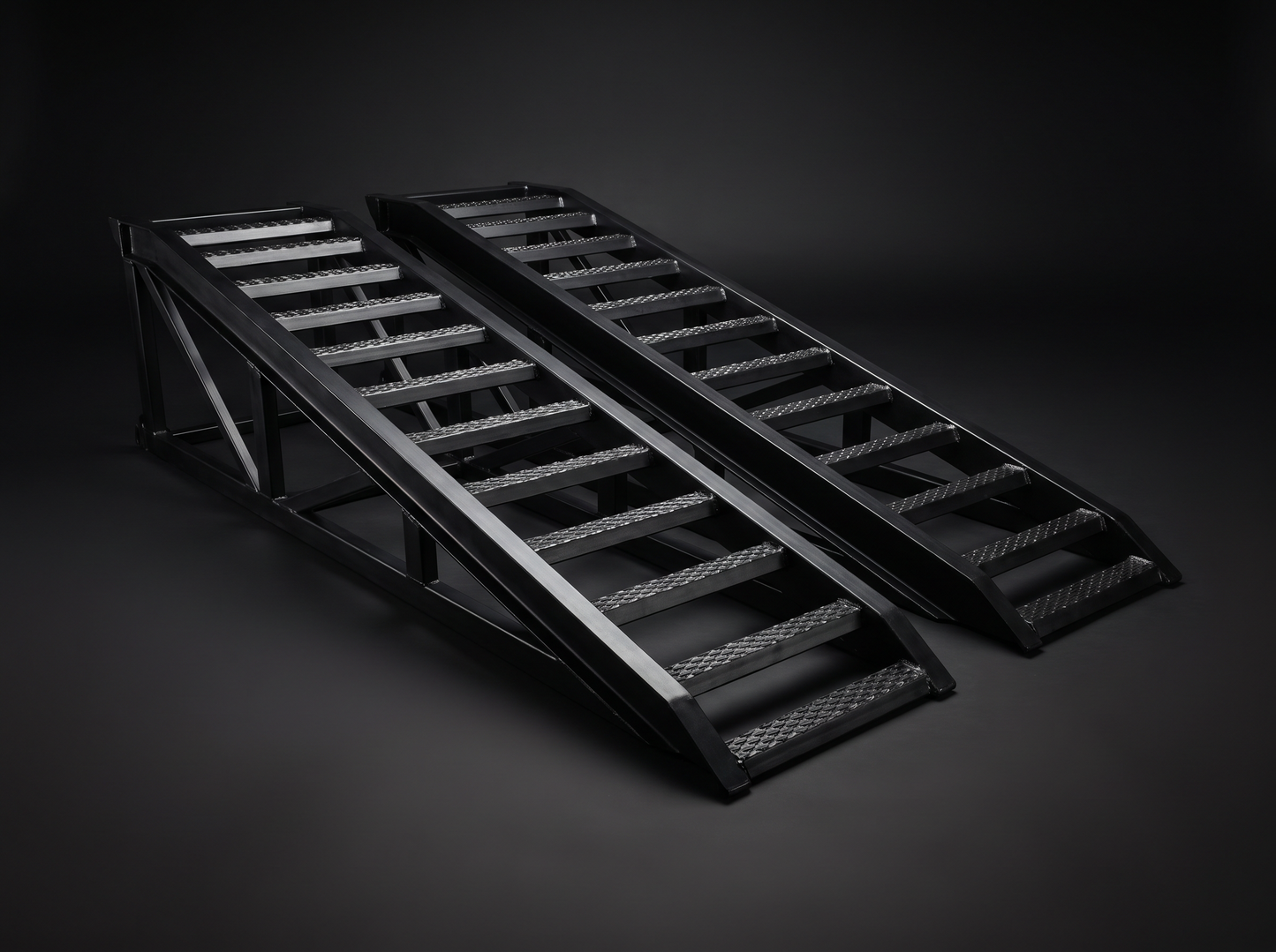 Wide heavy-equipment loading ramps for skid steers