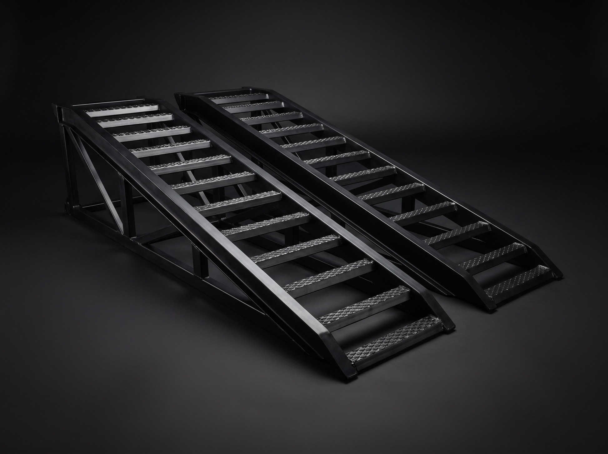 Wide heavy-equipment loading ramps for skid steers