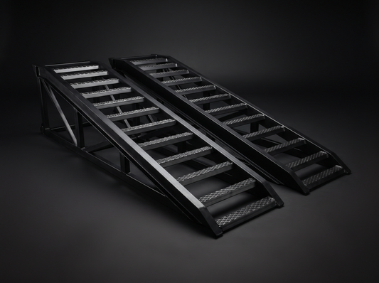 Wide heavy-equipment loading ramps for skid steers