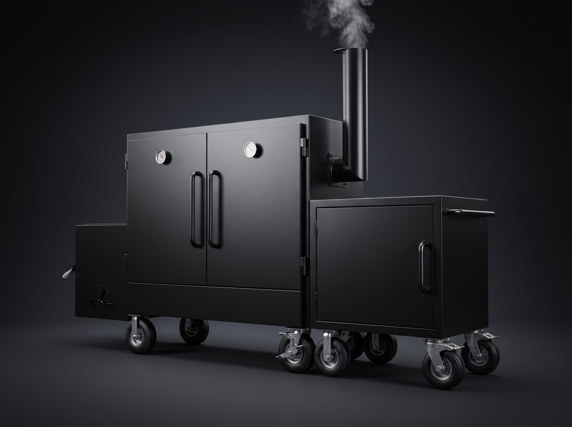 Dual-chamber cabinet smoker with warmer box