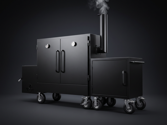 Dual-chamber cabinet smoker with warmer box