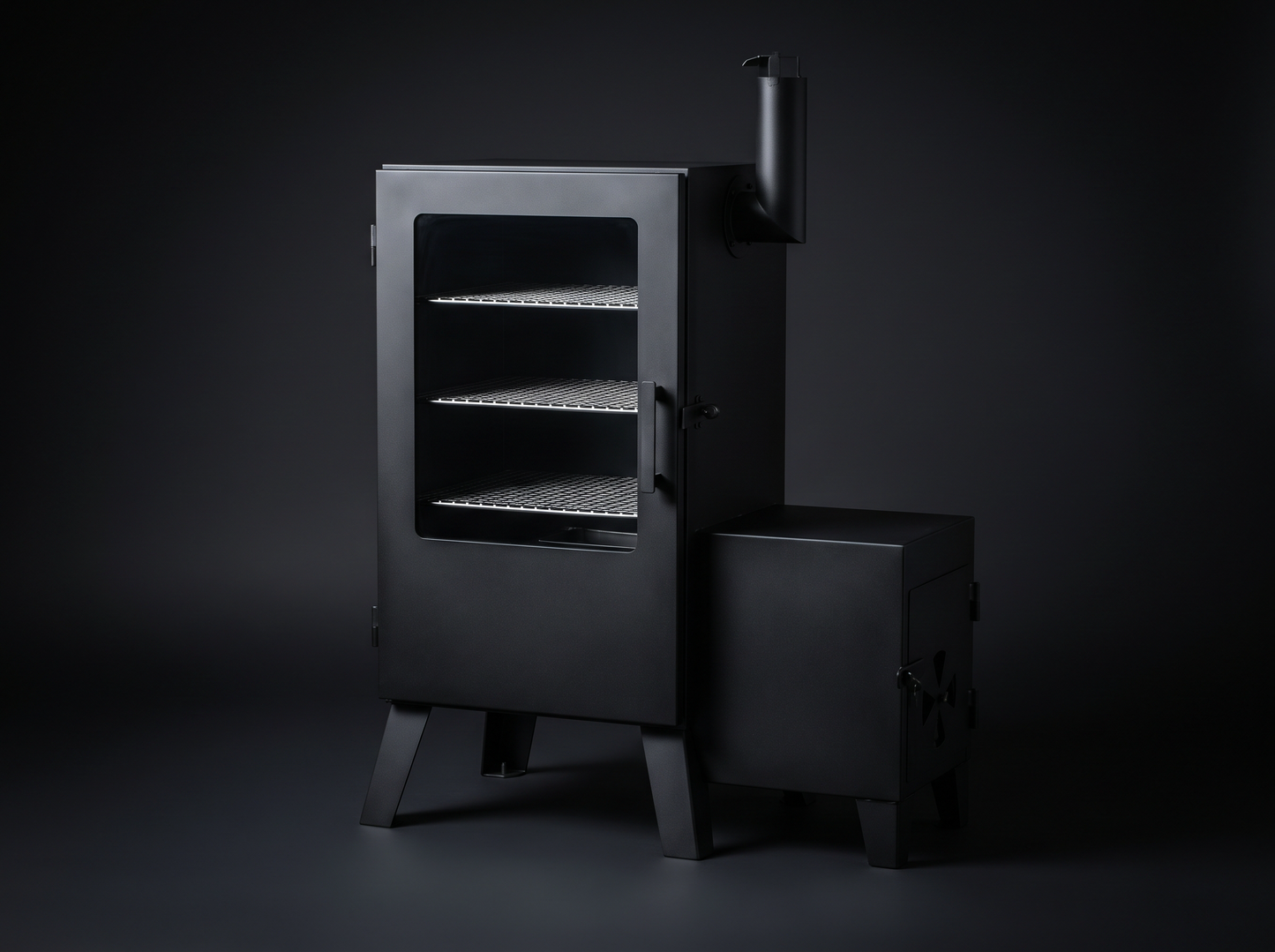Vertical offset cabinet smoker standard