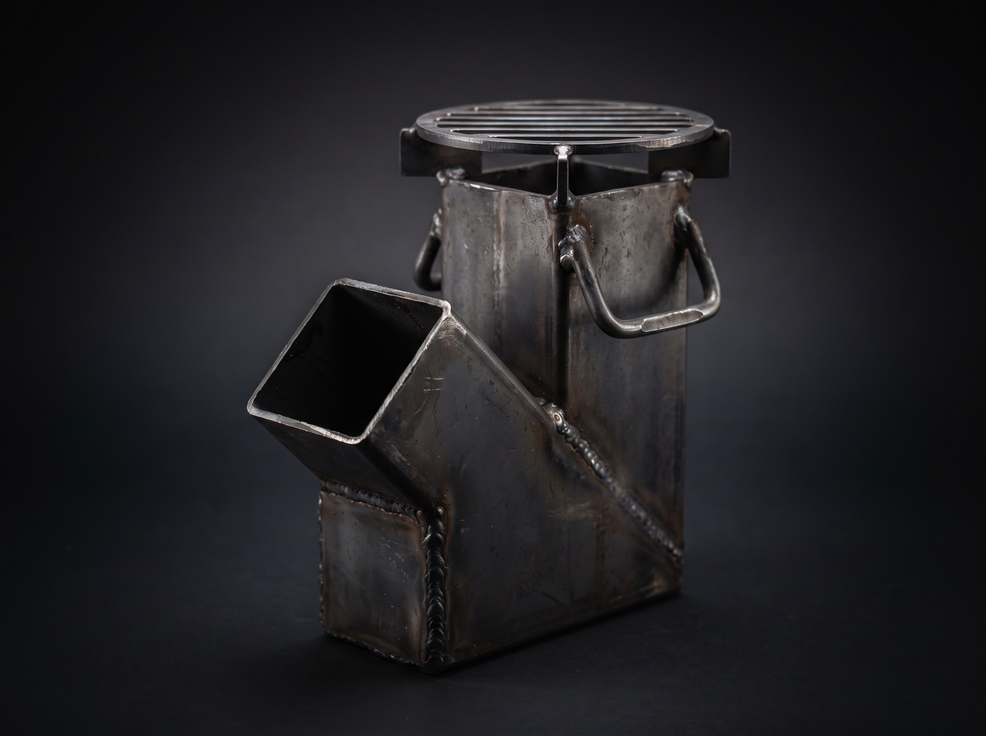 Portable rocket stove J-tube grill