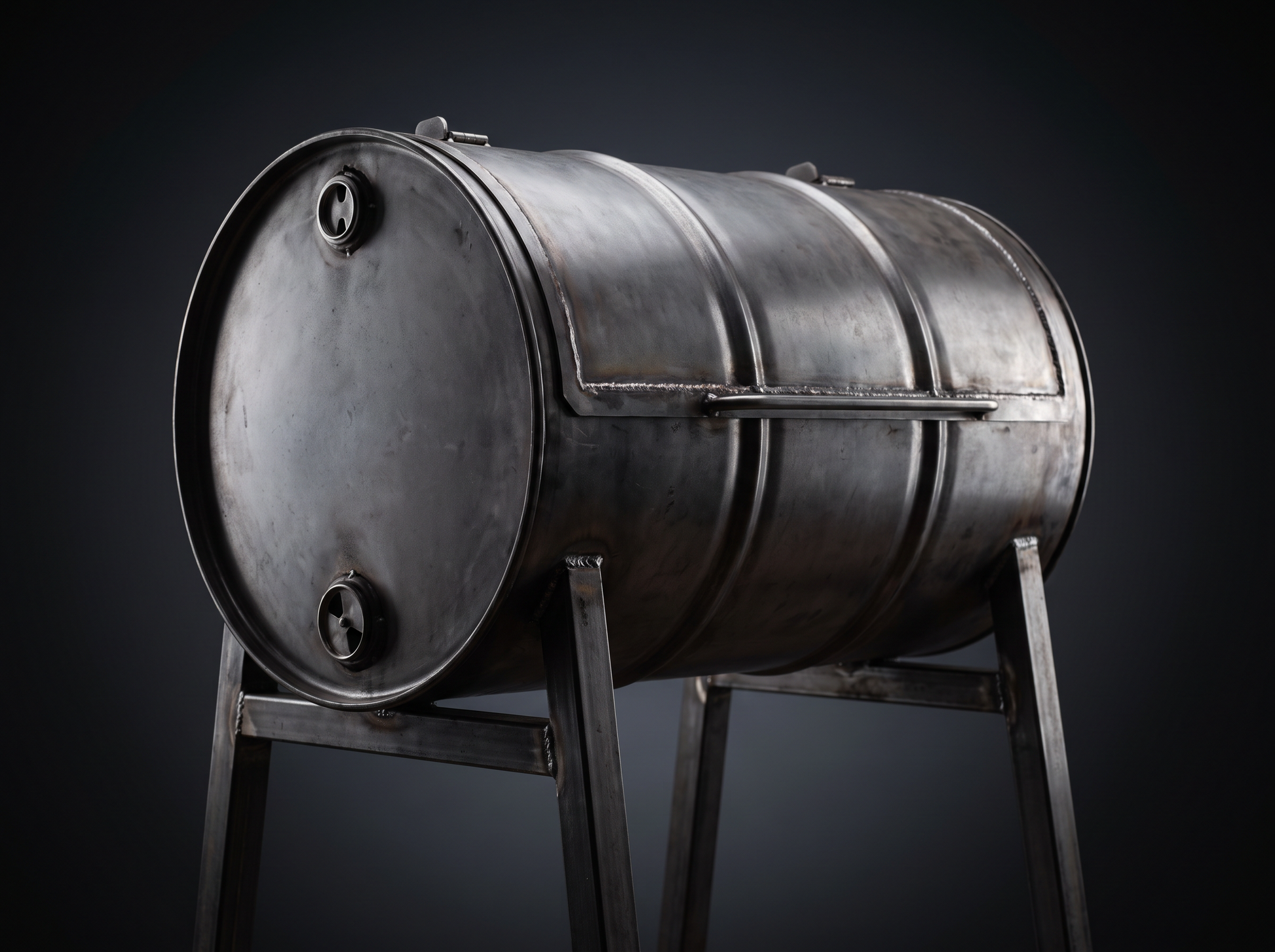 Barrel-style charcoal grill